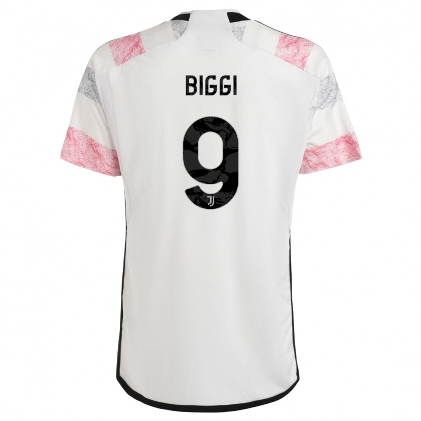 Kandiny Kinder Silvano Biggi #9 Weiß Rosa Auswärtstrikot Trikot 2023/24 T-Shirt