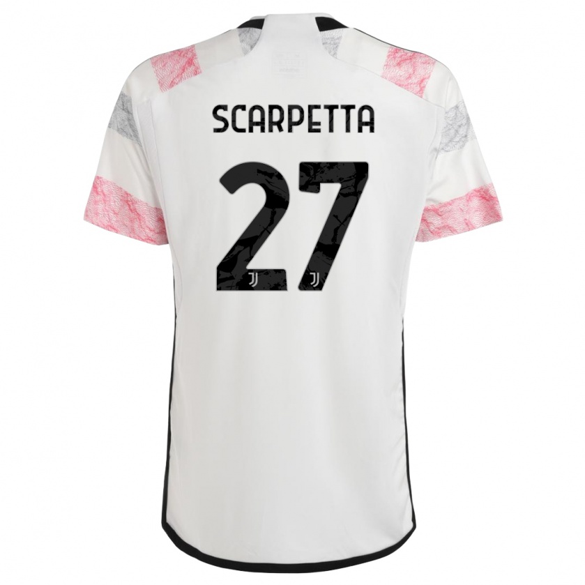 Kandiny Kinder Jacopo Scarpetta #27 Weiß Rosa Auswärtstrikot Trikot 2023/24 T-Shirt