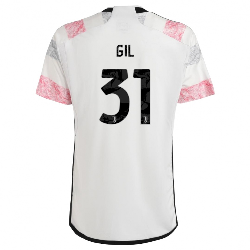 Kandiny Kinder Javier Gil #31 Weiß Rosa Auswärtstrikot Trikot 2023/24 T-Shirt