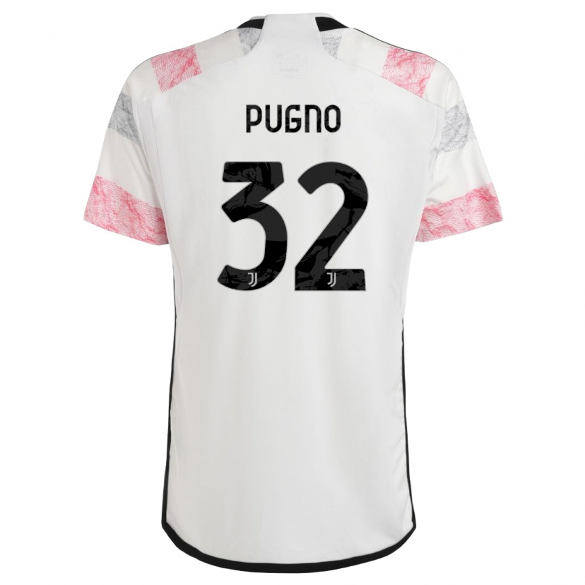 Kandiny Kinder Diego Pugno #32 Weiß Rosa Auswärtstrikot Trikot 2023/24 T-Shirt