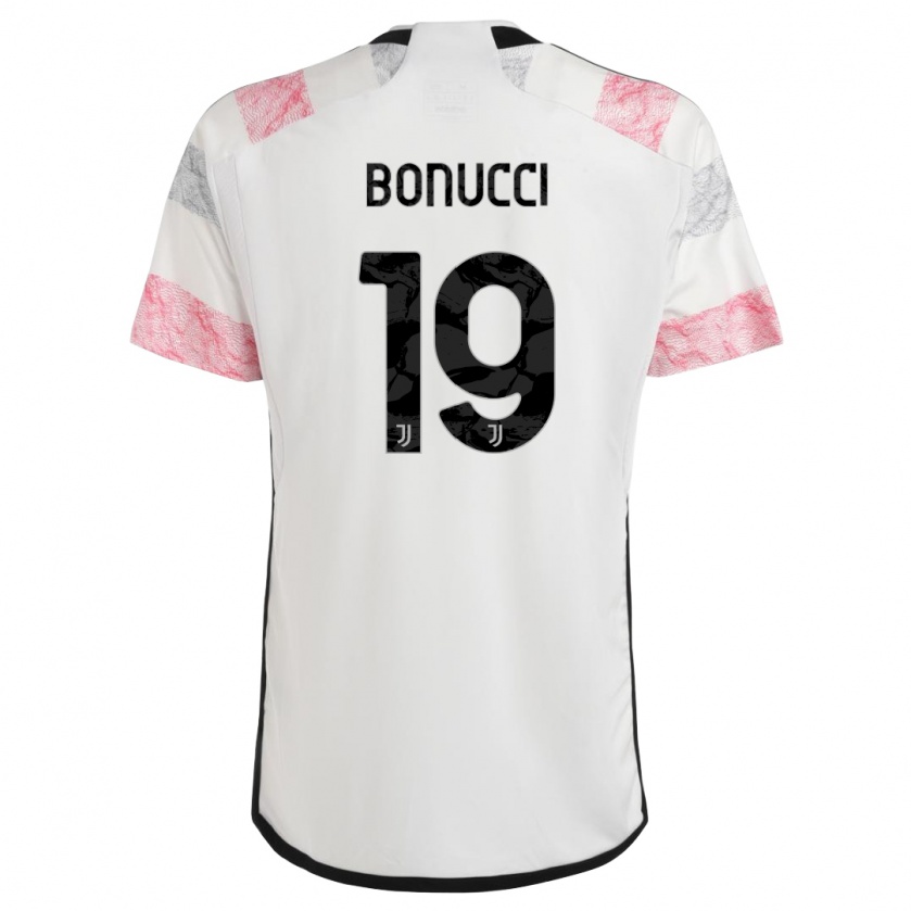 Kandiny Kinder Leonardo Bonucci #19 Weiß Rosa Auswärtstrikot Trikot 2023/24 T-Shirt