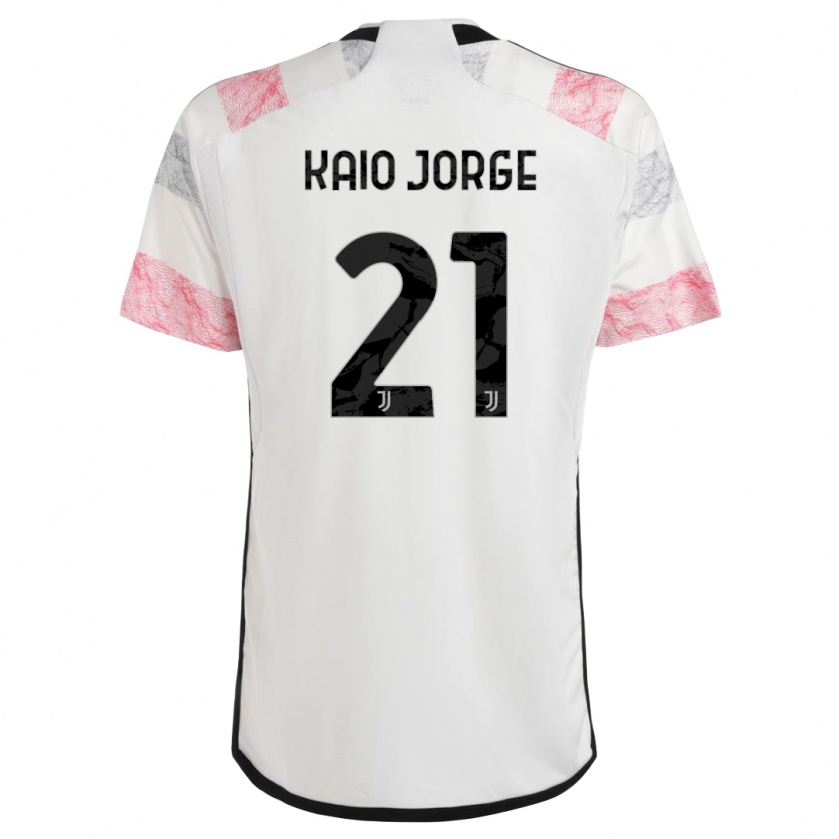 Kandiny Kinder Kaio Jorge #21 Weiß Rosa Auswärtstrikot Trikot 2023/24 T-Shirt