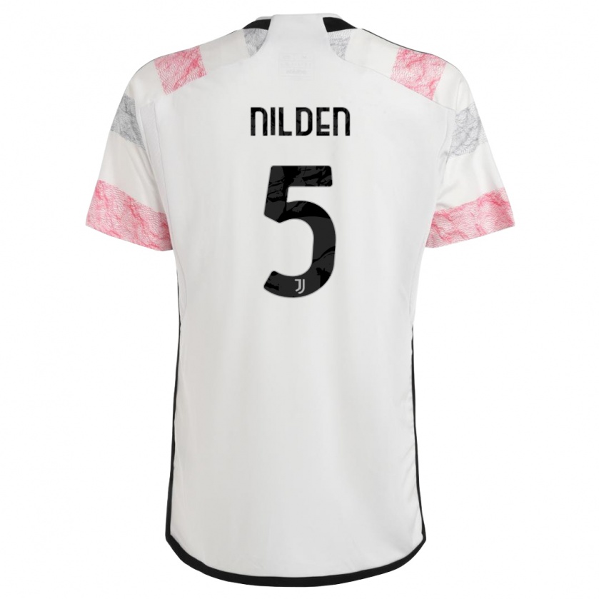 Kandiny Kinder Amanda Nilden #5 Weiß Rosa Auswärtstrikot Trikot 2023/24 T-Shirt
