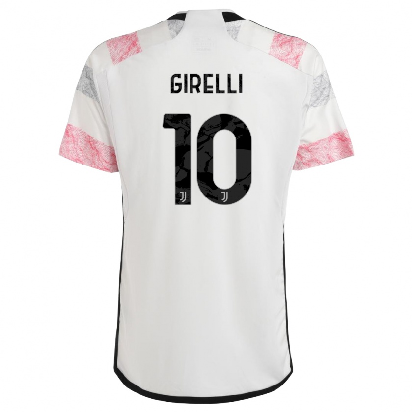 Kandiny Kinder Cristiana Girelli #10 Weiß Rosa Auswärtstrikot Trikot 2023/24 T-Shirt