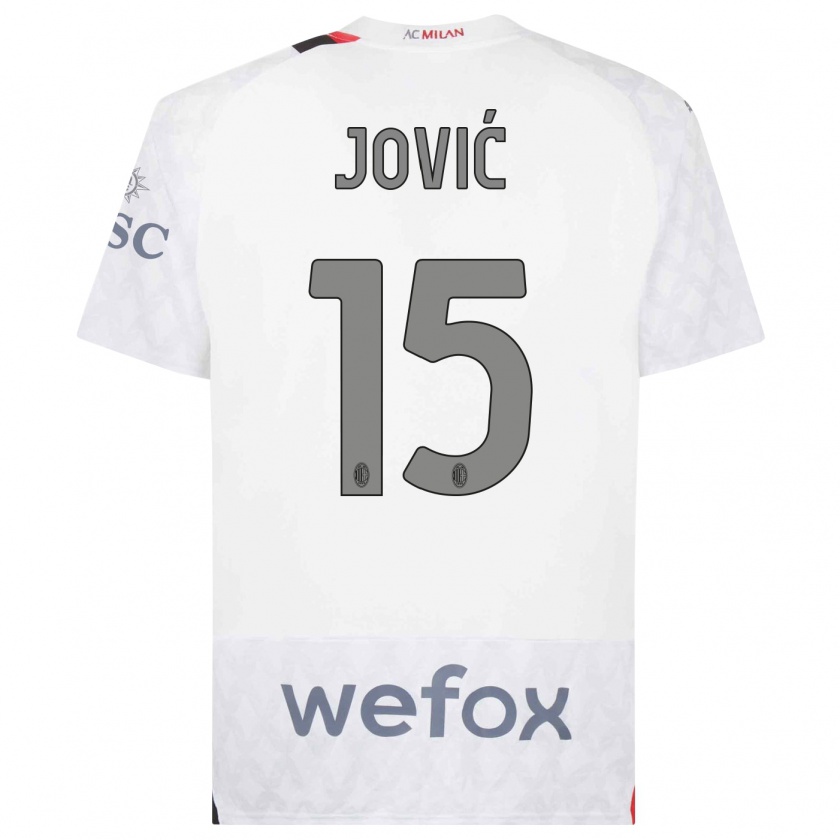 Kandiny Kinder Luka Jovic #15 Weiß Auswärtstrikot Trikot 2023/24 T-Shirt
