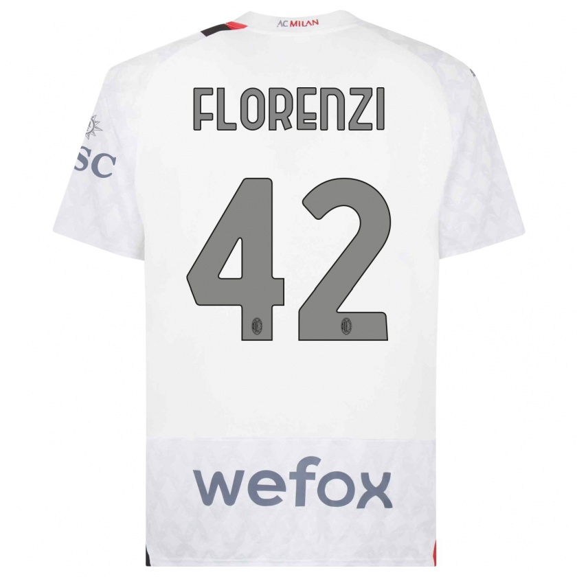 Kandiny Kinder Alessandro Florenzi #42 Weiß Auswärtstrikot Trikot 2023/24 T-Shirt