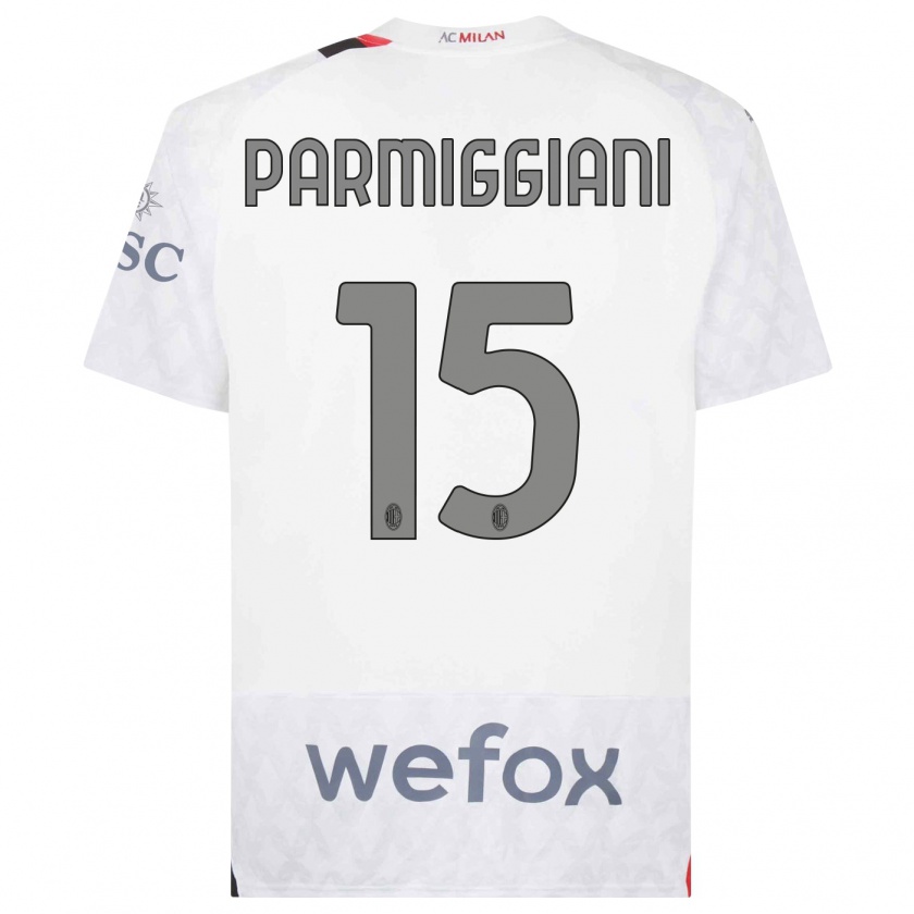Kandiny Kinder Pietro Parmiggiani #15 Weiß Auswärtstrikot Trikot 2023/24 T-Shirt