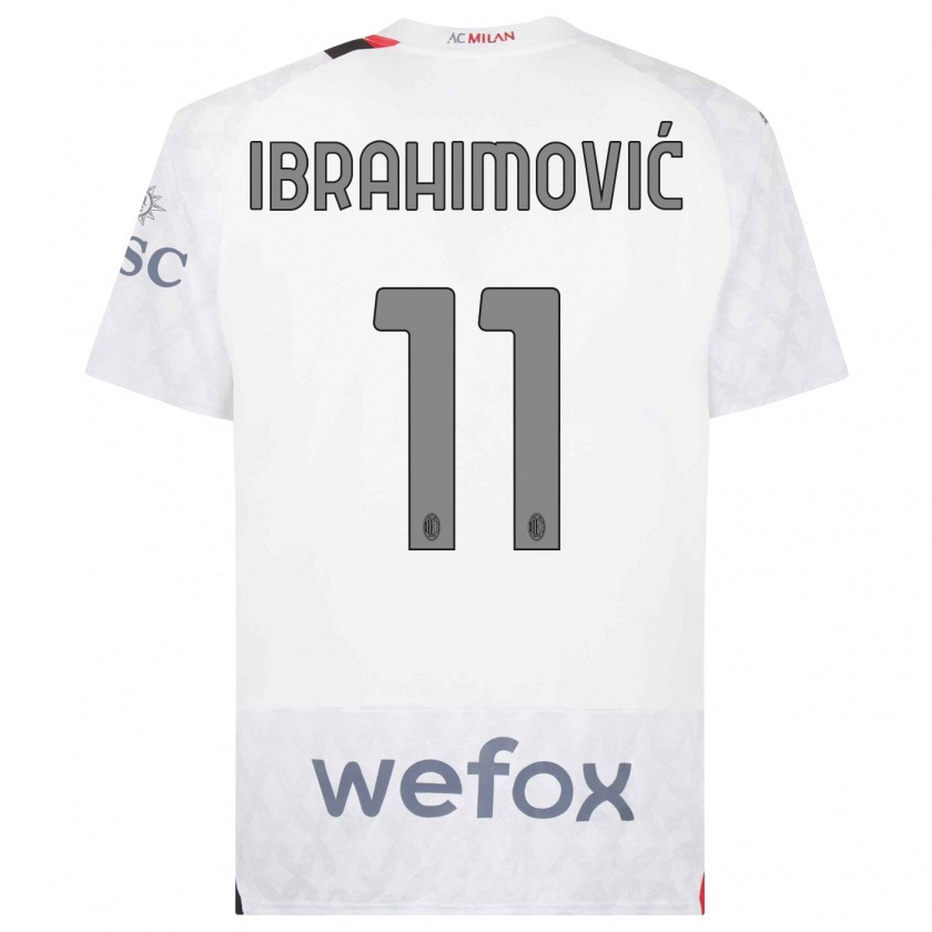 Kandiny Kinder Zlatan Ibrahimovic #11 Weiß Auswärtstrikot Trikot 2023/24 T-Shirt