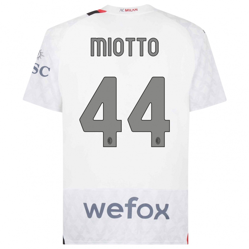 Kandiny Kinder Giorgia Miotto #44 Weiß Auswärtstrikot Trikot 2023/24 T-Shirt