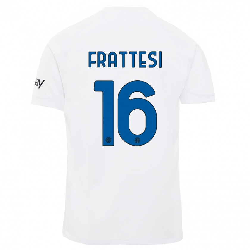 Kandiny Kinder Davide Frattesi #16 Weiß Auswärtstrikot Trikot 2023/24 T-Shirt