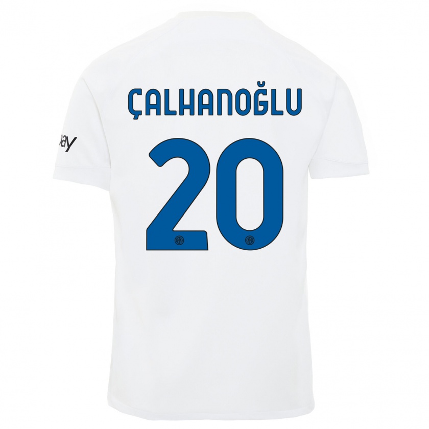 Kandiny Kinder Hakan Calhanoglu #20 Weiß Auswärtstrikot Trikot 2023/24 T-Shirt