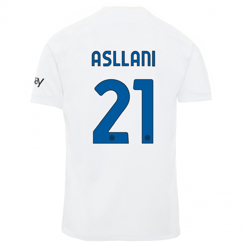 Kandiny Kinder Kristjan Asllani #21 Weiß Auswärtstrikot Trikot 2023/24 T-Shirt