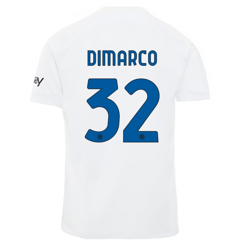 Kandiny Kinder Federico Dimarco #32 Weiß Auswärtstrikot Trikot 2023/24 T-Shirt