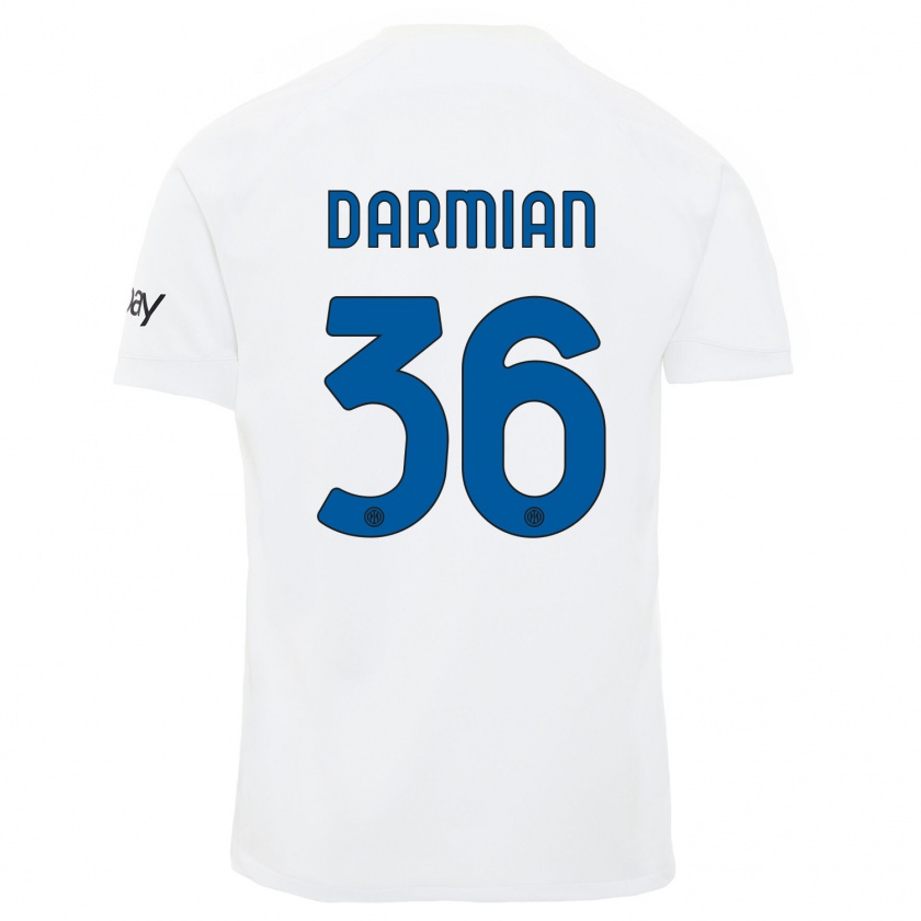 Kandiny Kinder Matteo Darmian #36 Weiß Auswärtstrikot Trikot 2023/24 T-Shirt