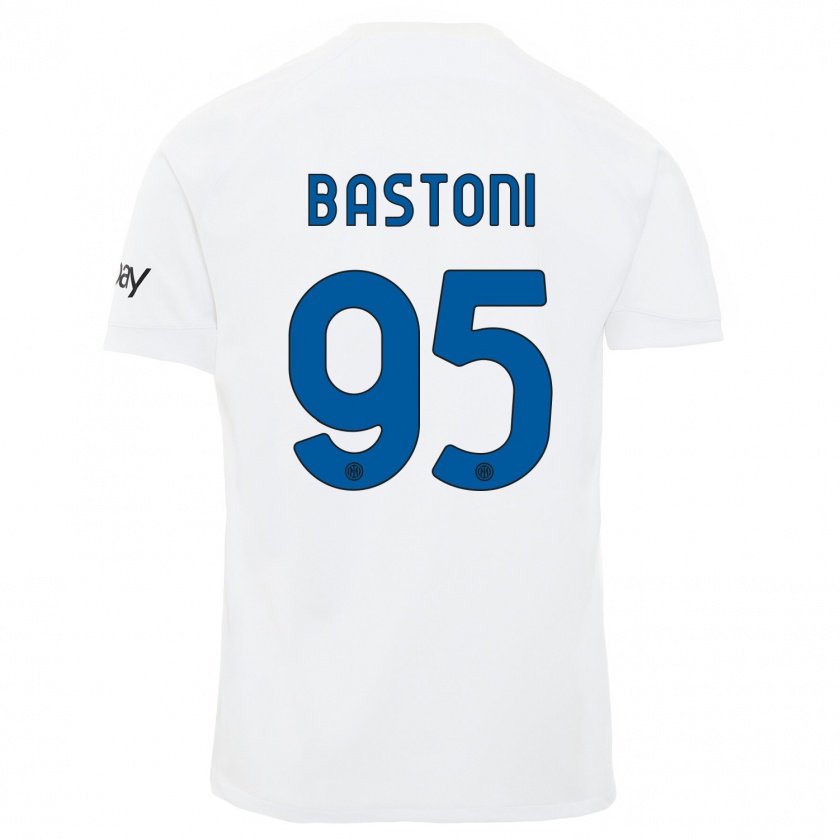 Kandiny Kinder Alessandro Bastoni #95 Weiß Auswärtstrikot Trikot 2023/24 T-Shirt