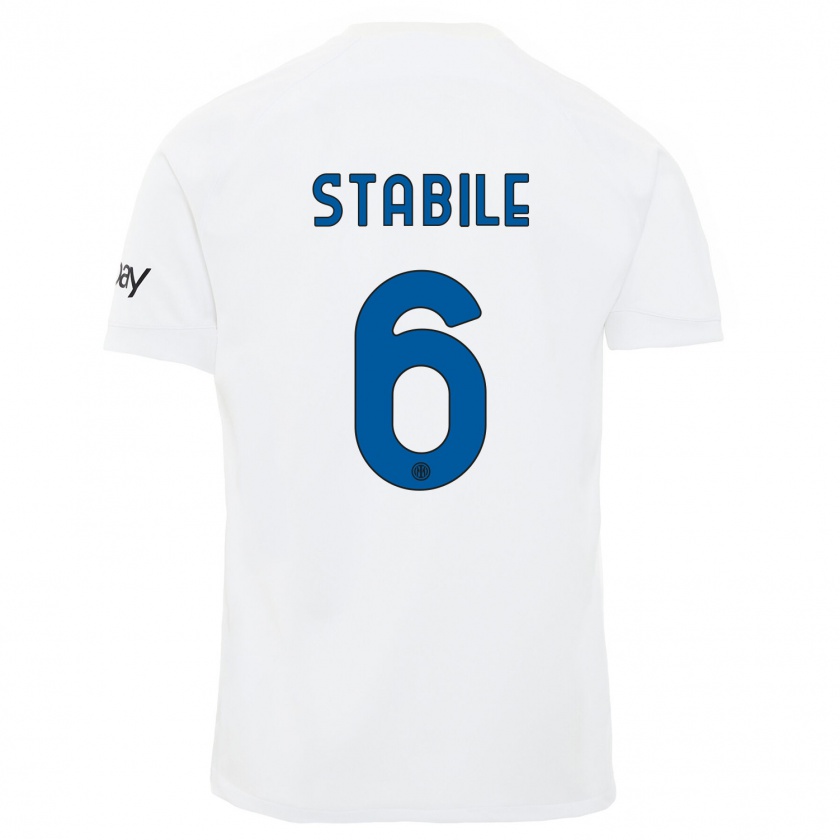 Kandiny Kinder Giacomo Stabile #6 Weiß Auswärtstrikot Trikot 2023/24 T-Shirt