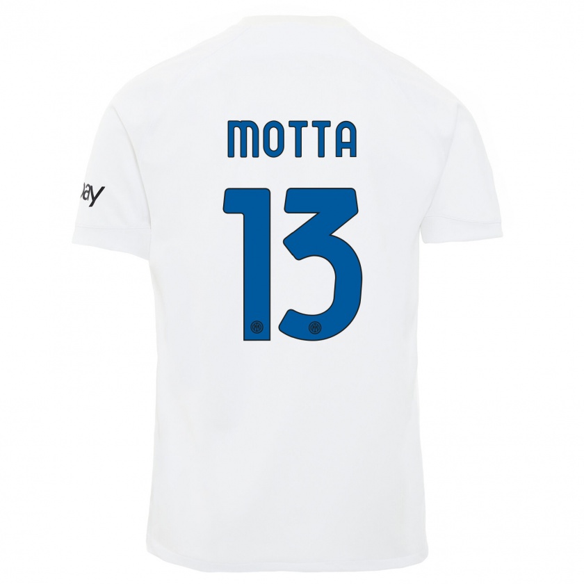Kandiny Kinder Matteo Motta #13 Weiß Auswärtstrikot Trikot 2023/24 T-Shirt