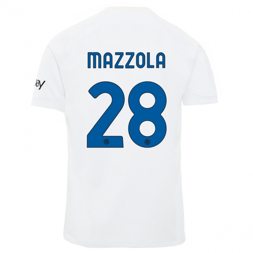 Kandiny Kinder Giuseppe Mazzola #28 Weiß Auswärtstrikot Trikot 2023/24 T-Shirt