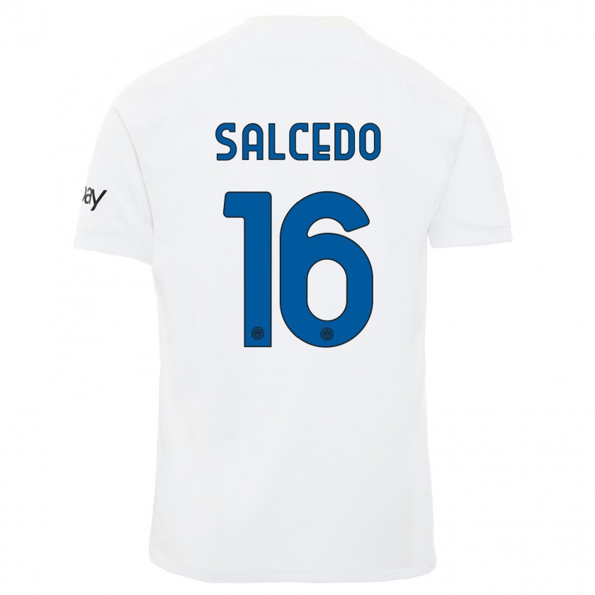 Kandiny Kinder Eddie Salcedo #16 Weiß Auswärtstrikot Trikot 2023/24 T-Shirt