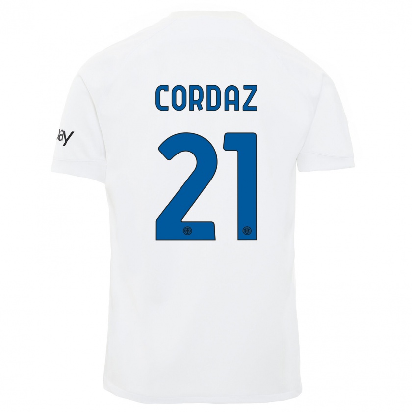Kandiny Kinder Alex Cordaz #21 Weiß Auswärtstrikot Trikot 2023/24 T-Shirt