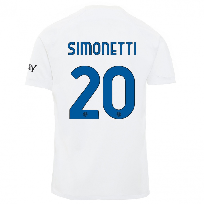 Kandiny Kinder Flaminia Simonetti #20 Weiß Auswärtstrikot Trikot 2023/24 T-Shirt