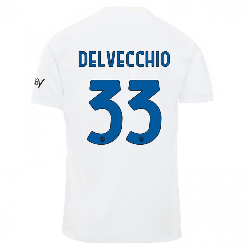 Kandiny Kinder Gabriele Delvecchio #33 Weiß Auswärtstrikot Trikot 2023/24 T-Shirt