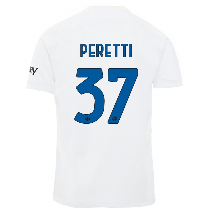 Kandiny Kinder Lorenzo Peretti #37 Weiß Auswärtstrikot Trikot 2023/24 T-Shirt