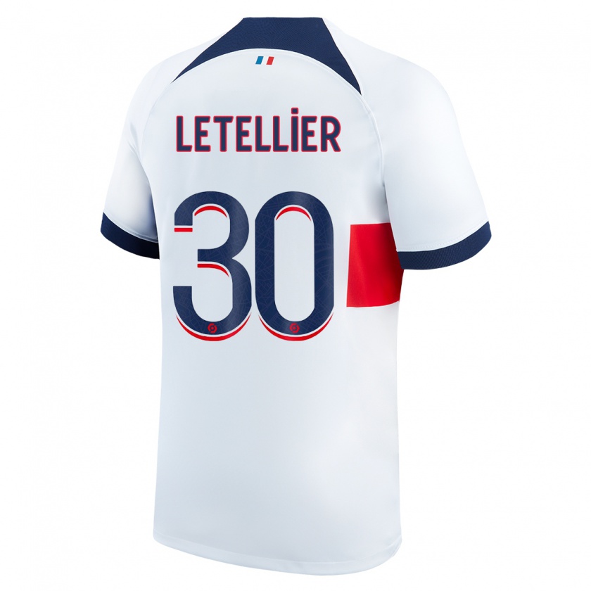 Kandiny Kinder Alexandre Letellier #30 Weiß Auswärtstrikot Trikot 2023/24 T-Shirt