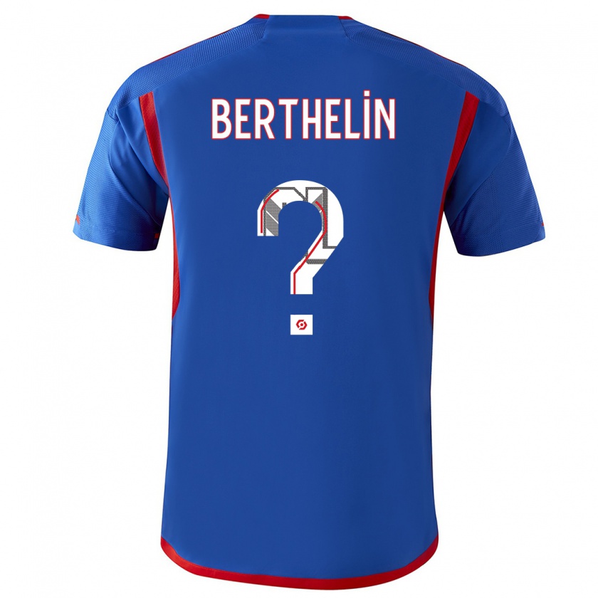 Kandiny Kinder Romain Berthelin #0 Blau Rot Auswärtstrikot Trikot 2023/24 T-Shirt
