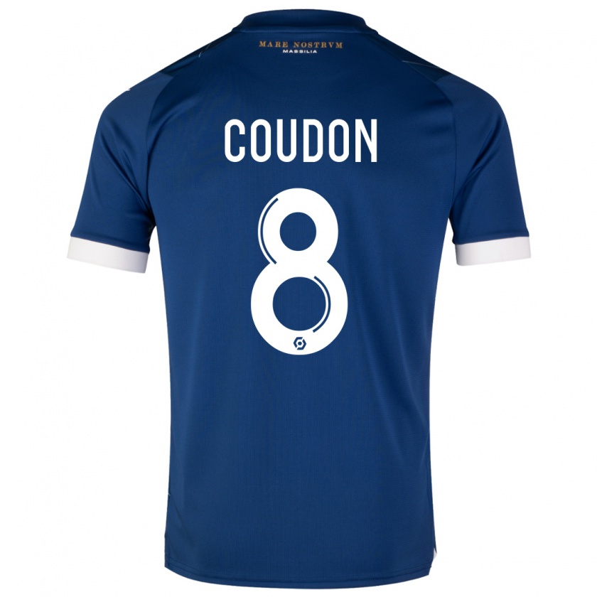 Kandiny Kinder Marine Coudon #8 Dunkelblau Auswärtstrikot Trikot 2023/24 T-Shirt