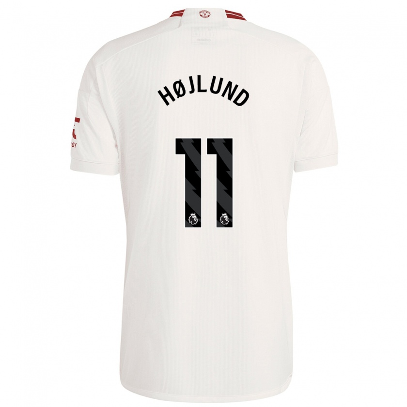 Kandiny Kinder Rasmus Højlund #11 Weiß Ausweichtrikot Trikot 2023/24 T-Shirt