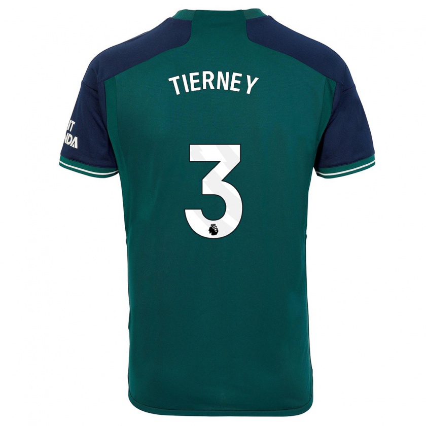 Kandiny Kinder Kieran Tierney #3 Grün Ausweichtrikot Trikot 2023/24 T-Shirt