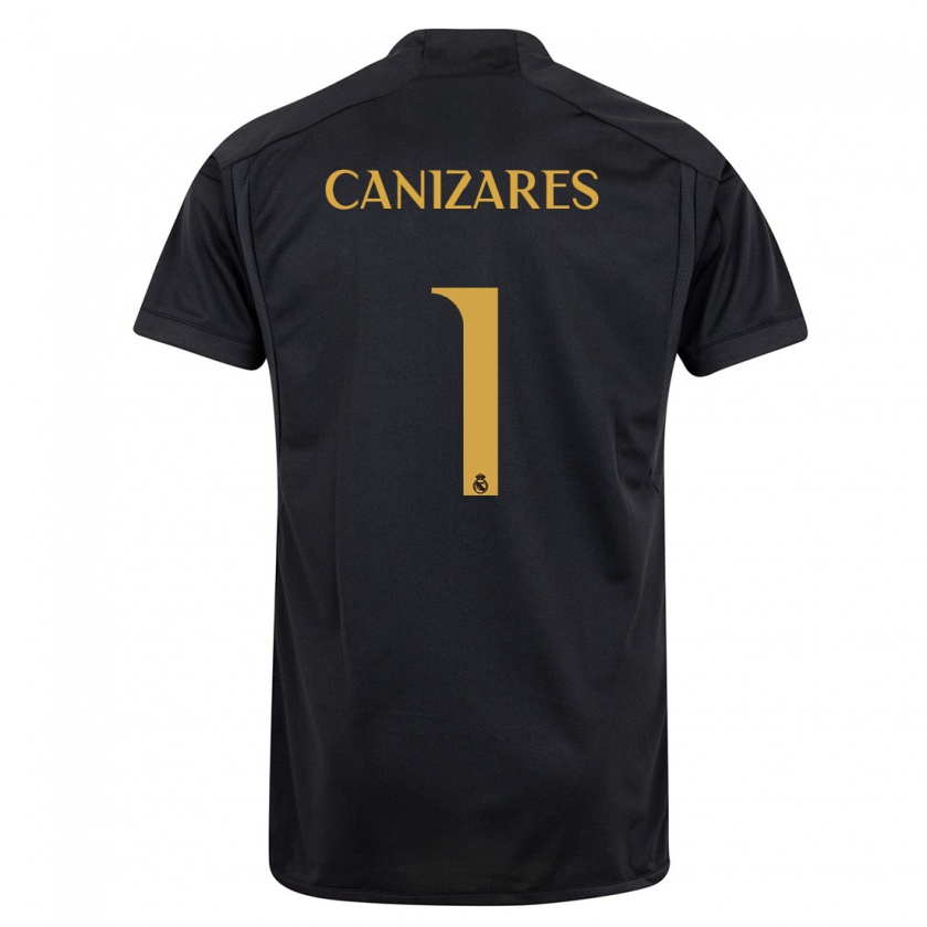 Kandiny Kinder Lucas Cañizares #1 Schwarz Ausweichtrikot Trikot 2023/24 T-Shirt