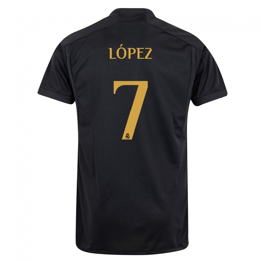 Kandiny Kinder Noel López #7 Schwarz Ausweichtrikot Trikot 2023/24 T-Shirt