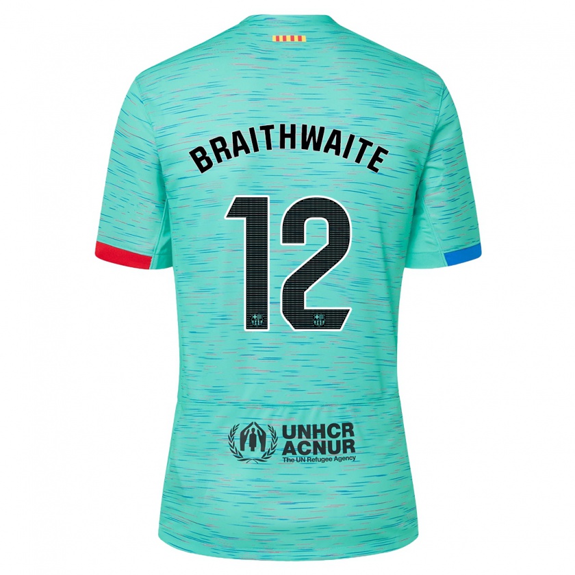 Kandiny Kinder Martin Braithwaite #12 Helles Aqua Ausweichtrikot Trikot 2023/24 T-Shirt