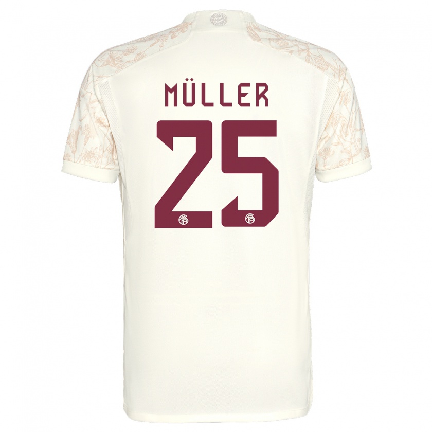Kandiny Kinder Thomas Müller #25 Cremefarben Ausweichtrikot Trikot 2023/24 T-Shirt