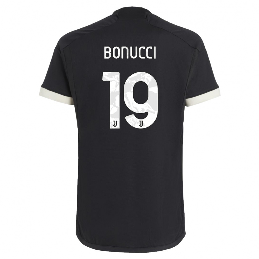 Kandiny Kinder Leonardo Bonucci #19 Schwarz Ausweichtrikot Trikot 2023/24 T-Shirt