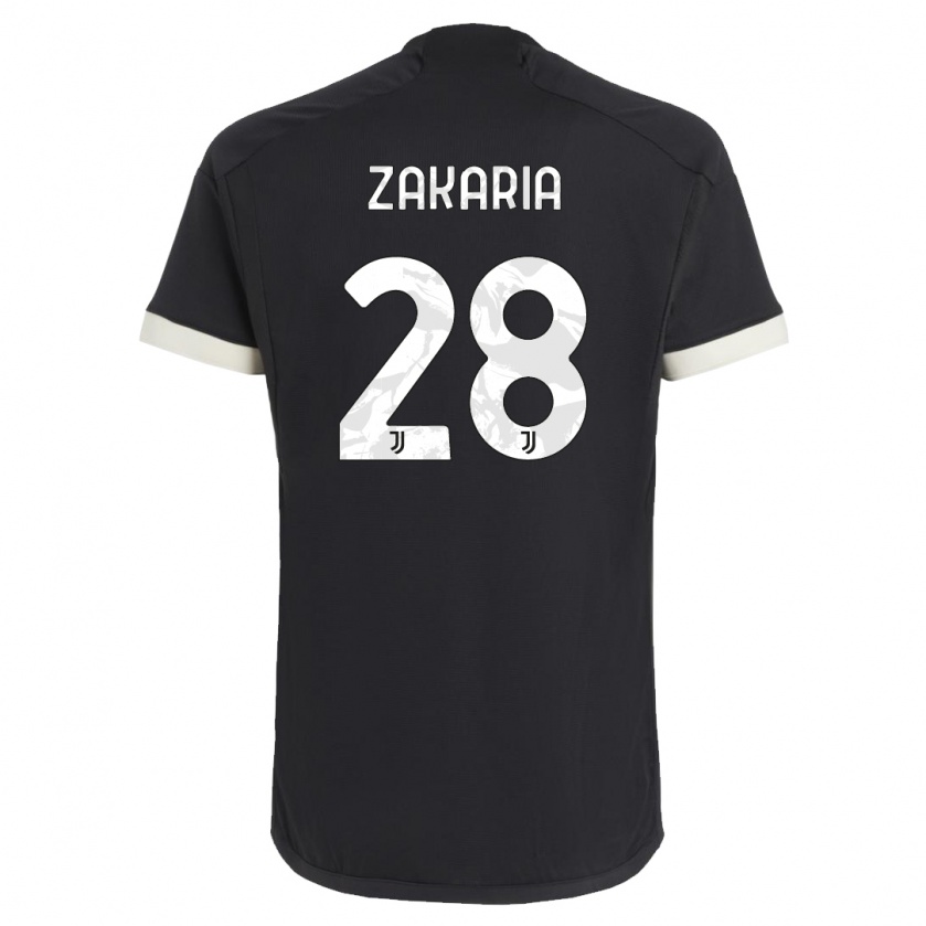 Kandiny Kinder Denis Zakaria #28 Schwarz Ausweichtrikot Trikot 2023/24 T-Shirt