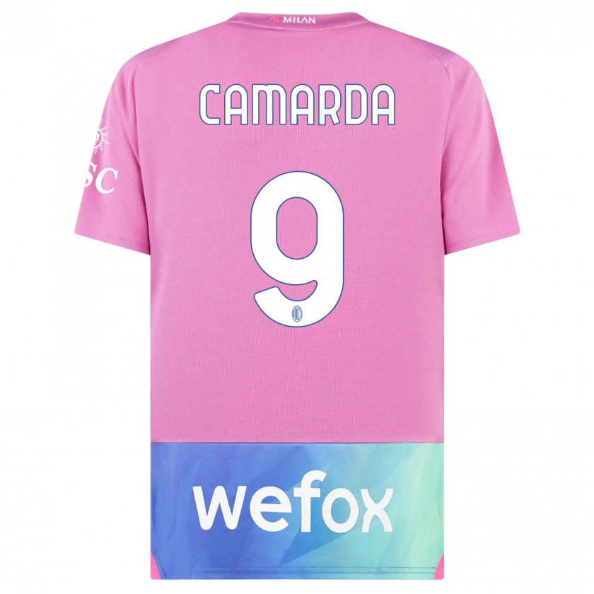 Kandiny Kinder Francesco Camarda #9 Pink Lila Ausweichtrikot Trikot 2023/24 T-Shirt