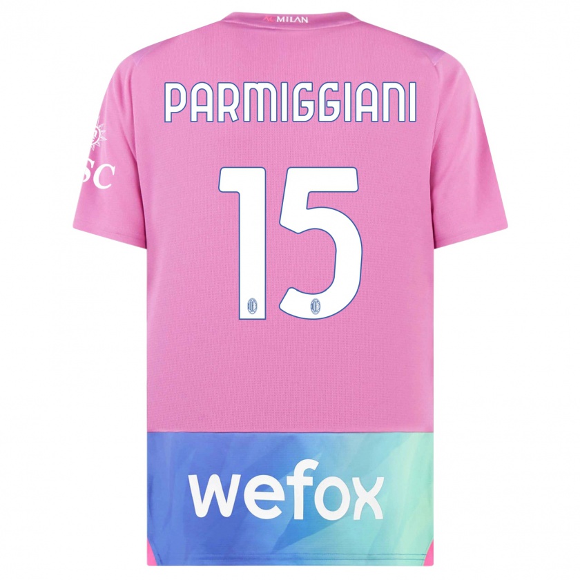 Kandiny Kinder Pietro Parmiggiani #15 Pink Lila Ausweichtrikot Trikot 2023/24 T-Shirt