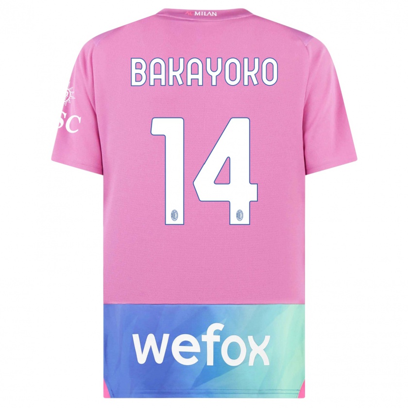Kandiny Kinder Tiemoue Bakayoko #14 Pink Lila Ausweichtrikot Trikot 2023/24 T-Shirt