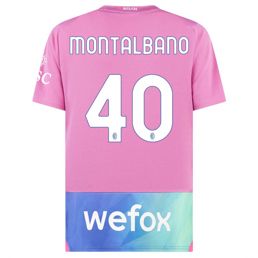 Kandiny Kinder Nicolo Montalbano #40 Pink Lila Ausweichtrikot Trikot 2023/24 T-Shirt