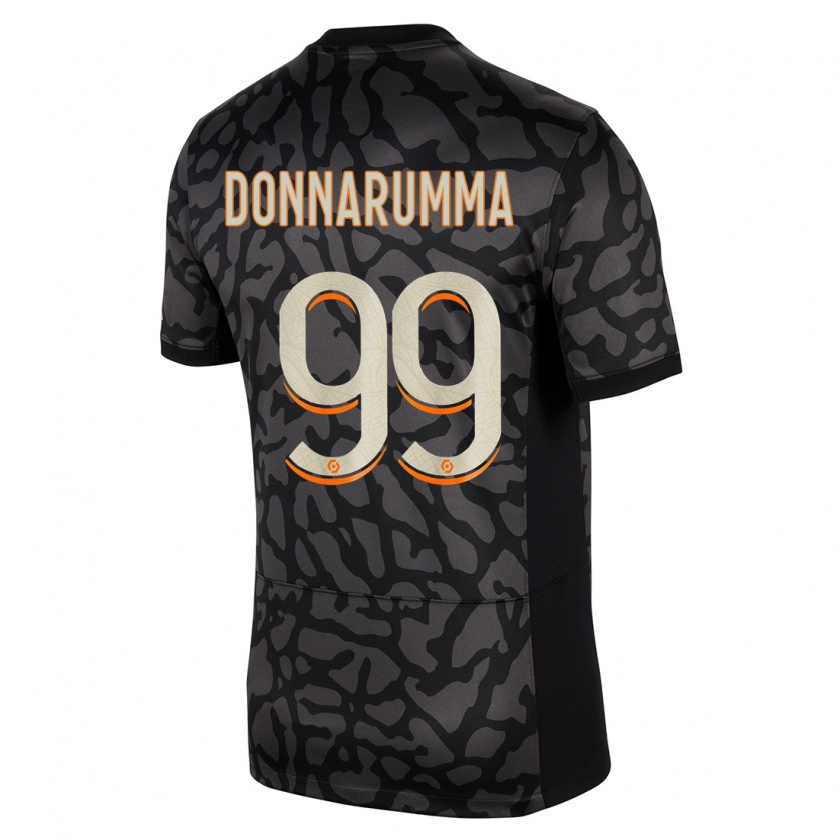 Kandiny Kinder Gianluigi Donnarumma #99 Schwarz Ausweichtrikot Trikot 2023/24 T-Shirt