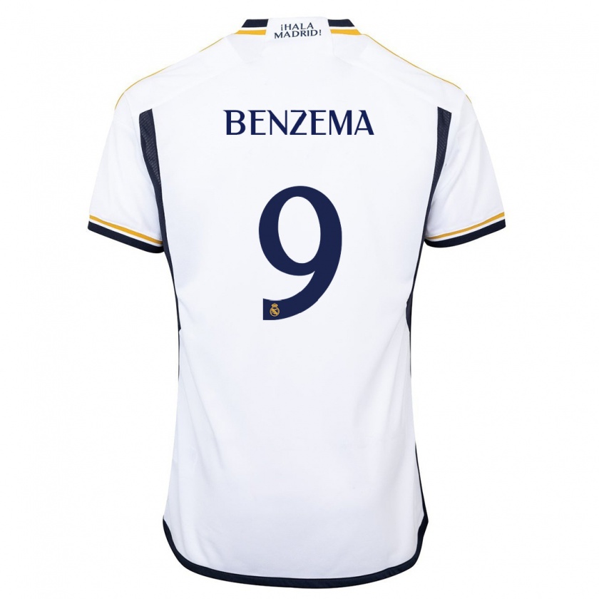 Kandiny Herren Karim Benzema #9 Weiß Heimtrikot Trikot 2023/24 T-Shirt