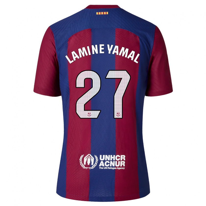 Kandiny Herren Lamine Yamal #27 Rot Blau Heimtrikot Trikot 2023/24 T-Shirt