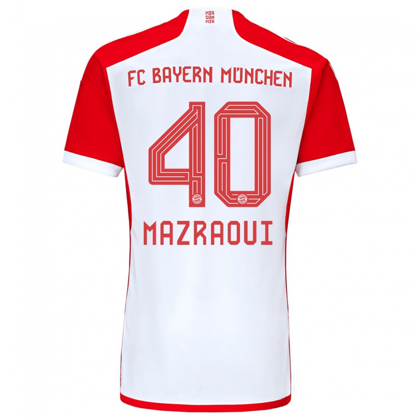Kandiny Herren Noussair Mazraoui #40 Rot-Weiss Heimtrikot Trikot 2023/24 T-Shirt