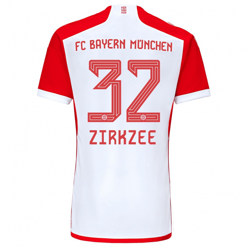 Kandiny Herren Joshua Zirkzee #32 Rot-Weiss Heimtrikot Trikot 2023/24 T-Shirt