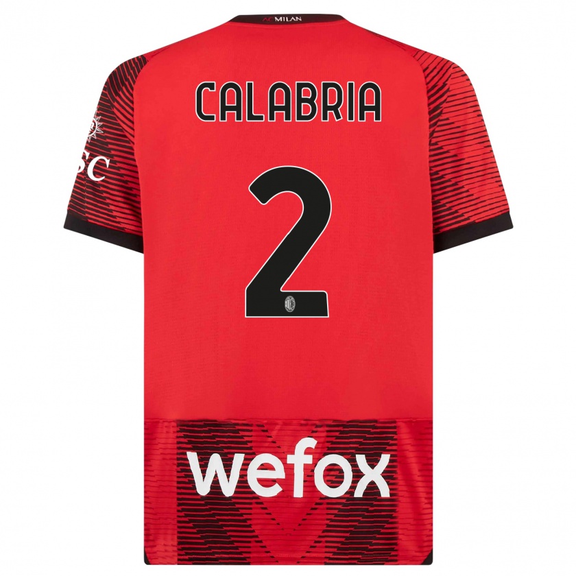 Kandiny Herren Davide Calabria #2 Rot Schwarz Heimtrikot Trikot 2023/24 T-Shirt