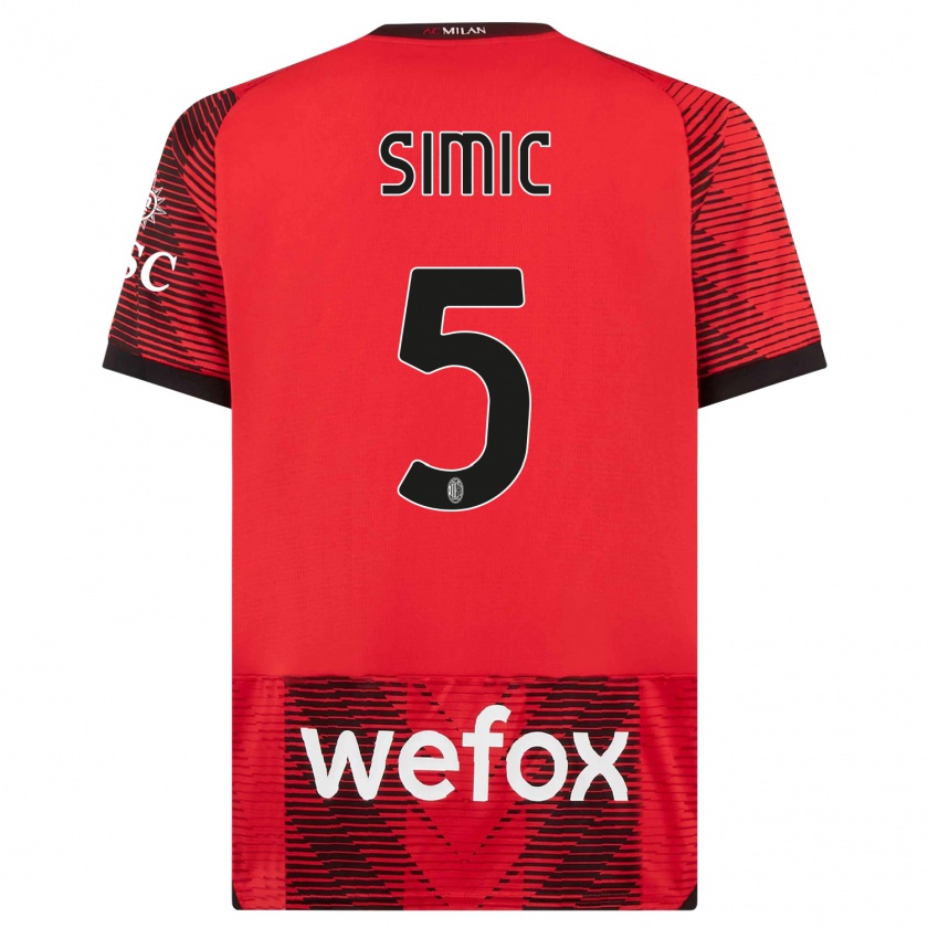 Kandiny Herren Jan-Carlo Simic #5 Rot Schwarz Heimtrikot Trikot 2023/24 T-Shirt