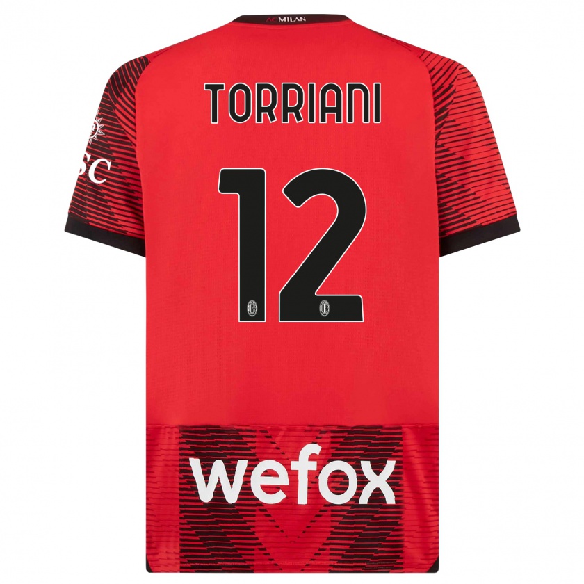 Kandiny Herren Lorenzo Torriani #12 Rot Schwarz Heimtrikot Trikot 2023/24 T-Shirt